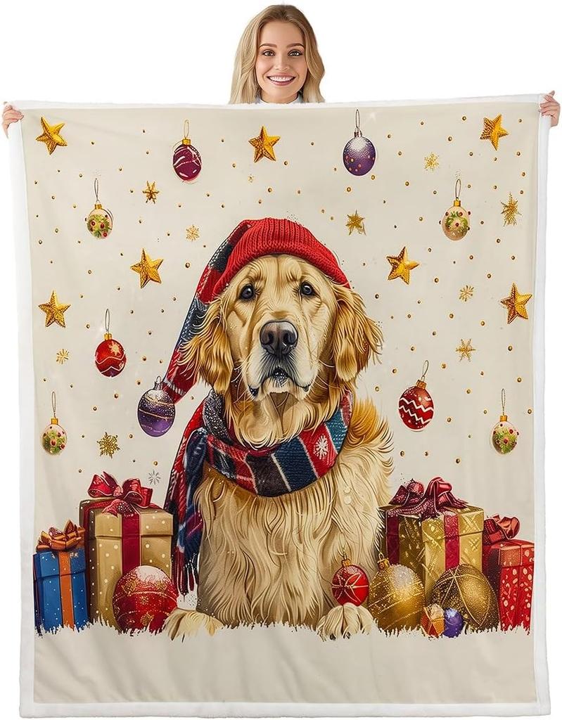 Christmas Throw Blanket Watercolor Red Truck Decor Fleece Blanket for Kids Teens Adults Green Xmas Trees Yellow Polka Dots Fuzzy