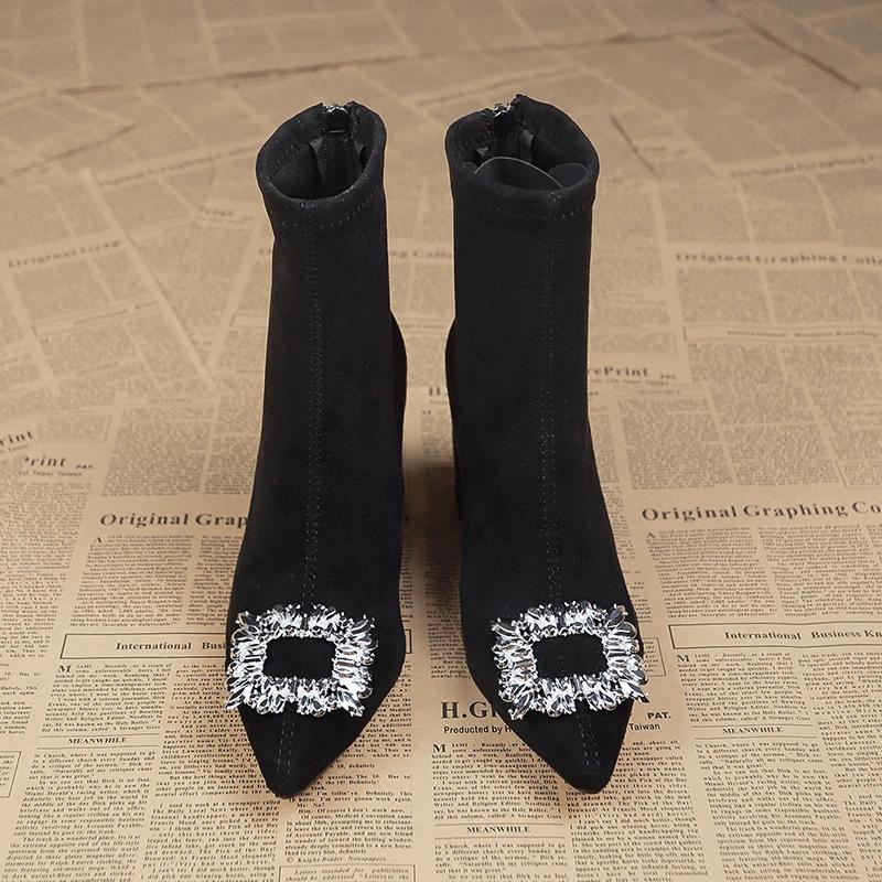 Ladies Shoes   Back Zipper Women'S Boots Fashion Crystal Modern Boots Women Sexy Pointed Toe Plus Size Ankle Boots