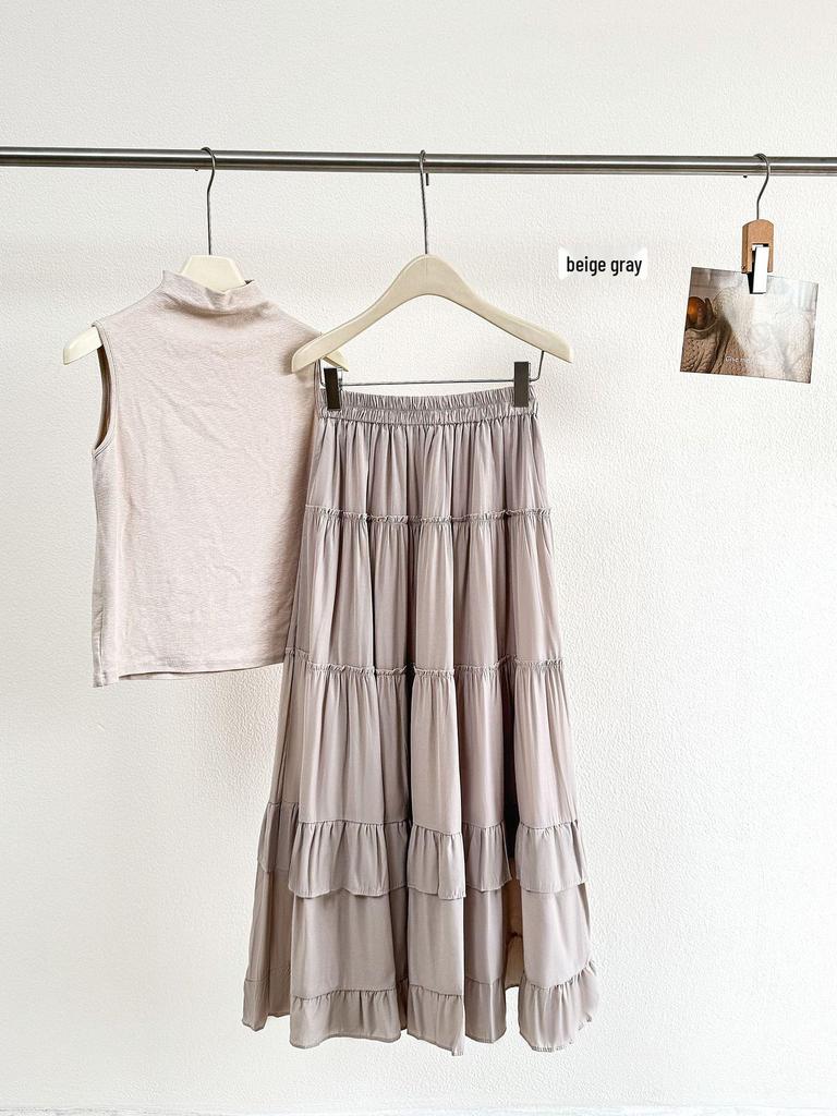 White Ruffle Draped Umbrella Skirt - Spring/Summer 2026 Collection