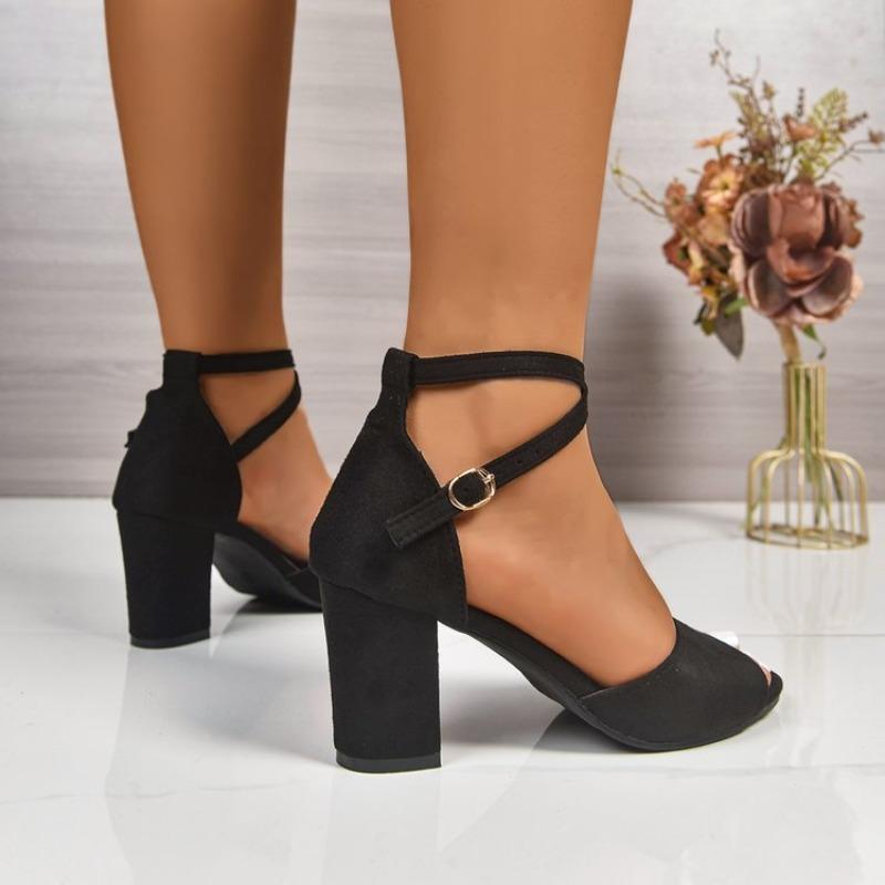 Fashion Women Sandals 2025 New Ankle Strap Heels Women Summer Open Toe Chunky High Heels Shoes for Women Party Dress Sandals Big Size