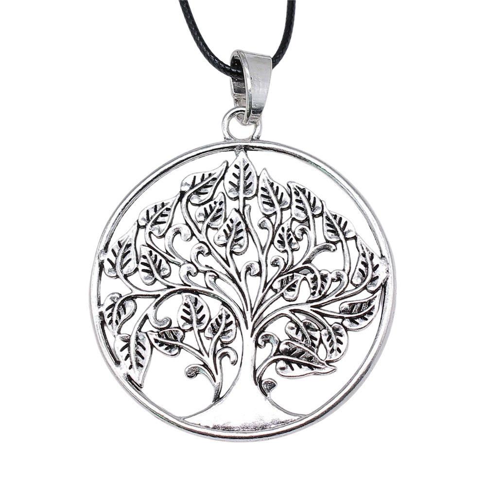 Antieke Levensboom Hanger Ketting Natuur Boho Statement Sieraden 45cm Leren Ketting
