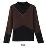2024 Winter Korean Style Slim Fit Color Block Thick Double-Sided Cashmere Turtleneck Base Layer