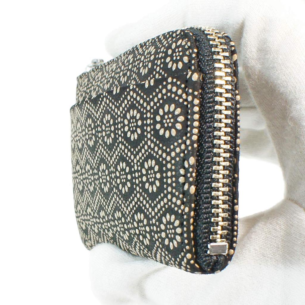 Indenya Inden Coin Purse F Coin Purse 05 Deerskin Black x White Lacquer Tortoiseshell Pattern 1005-11-003