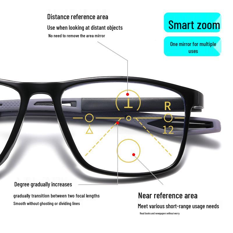 TR90 Blaulichtfilter Multifokale Lesebrille für Fern- und Nahsicht für Mittelalte und Ältere