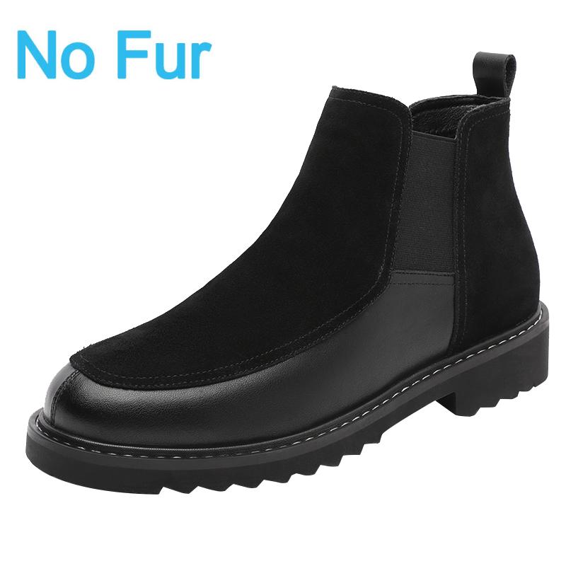 

Мода 2025 Мужские кожаные ботинки челси Черные Британский стиль Деловая обувь для платья Ботинки челси на толстой подошве Мужская мода Повседневная обувь 44