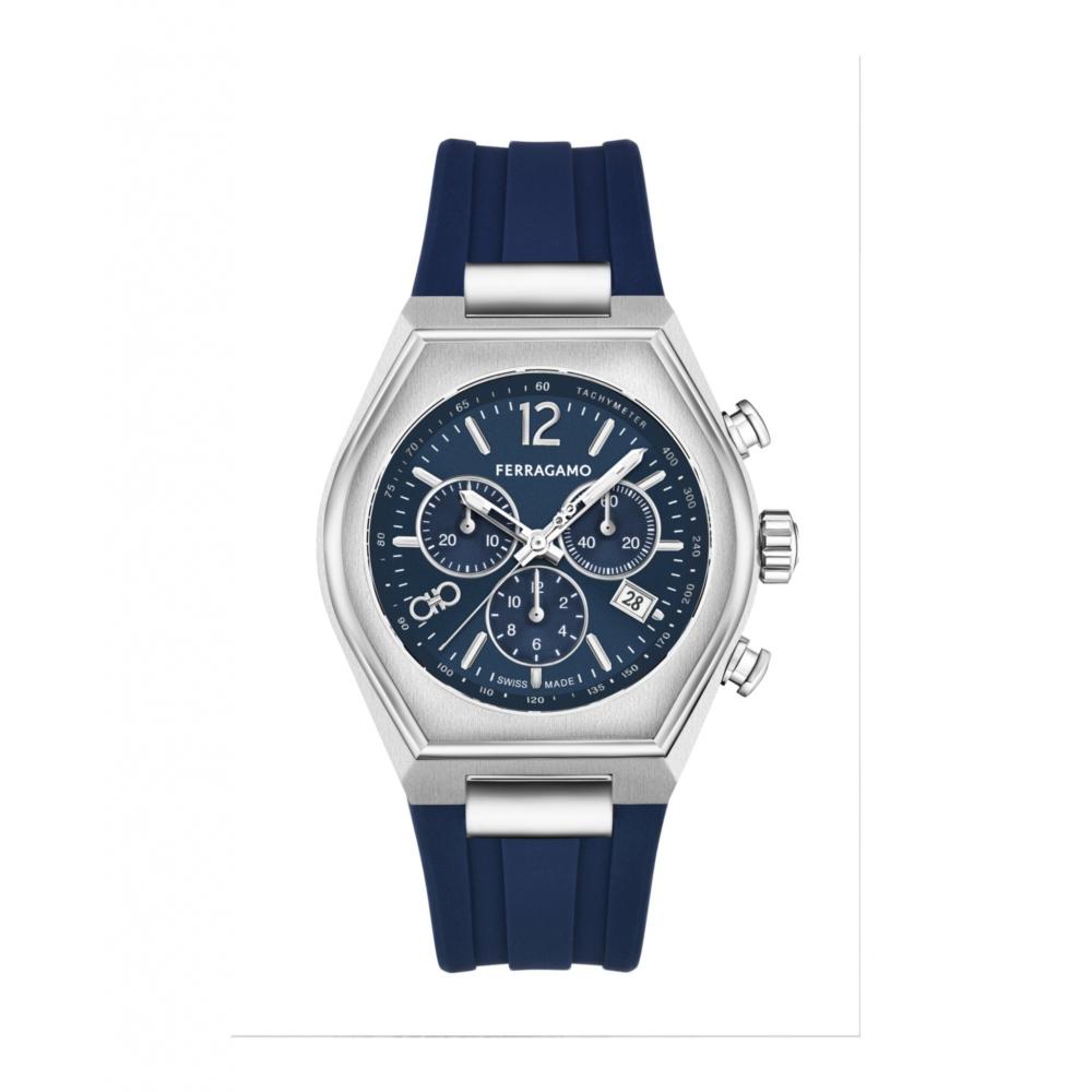 

Salvatore Ferragamo Ferragamo Tonneu Chrono Silicone Watch Blue Stainless Steel Blue