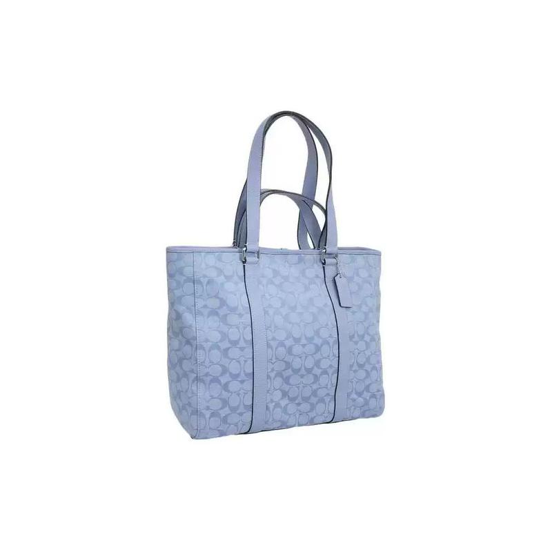 COACH handbag 35 Classic old flower all over printed plain denim and leather Tote bag Tote bag shopping bag shoulder large size same style for men