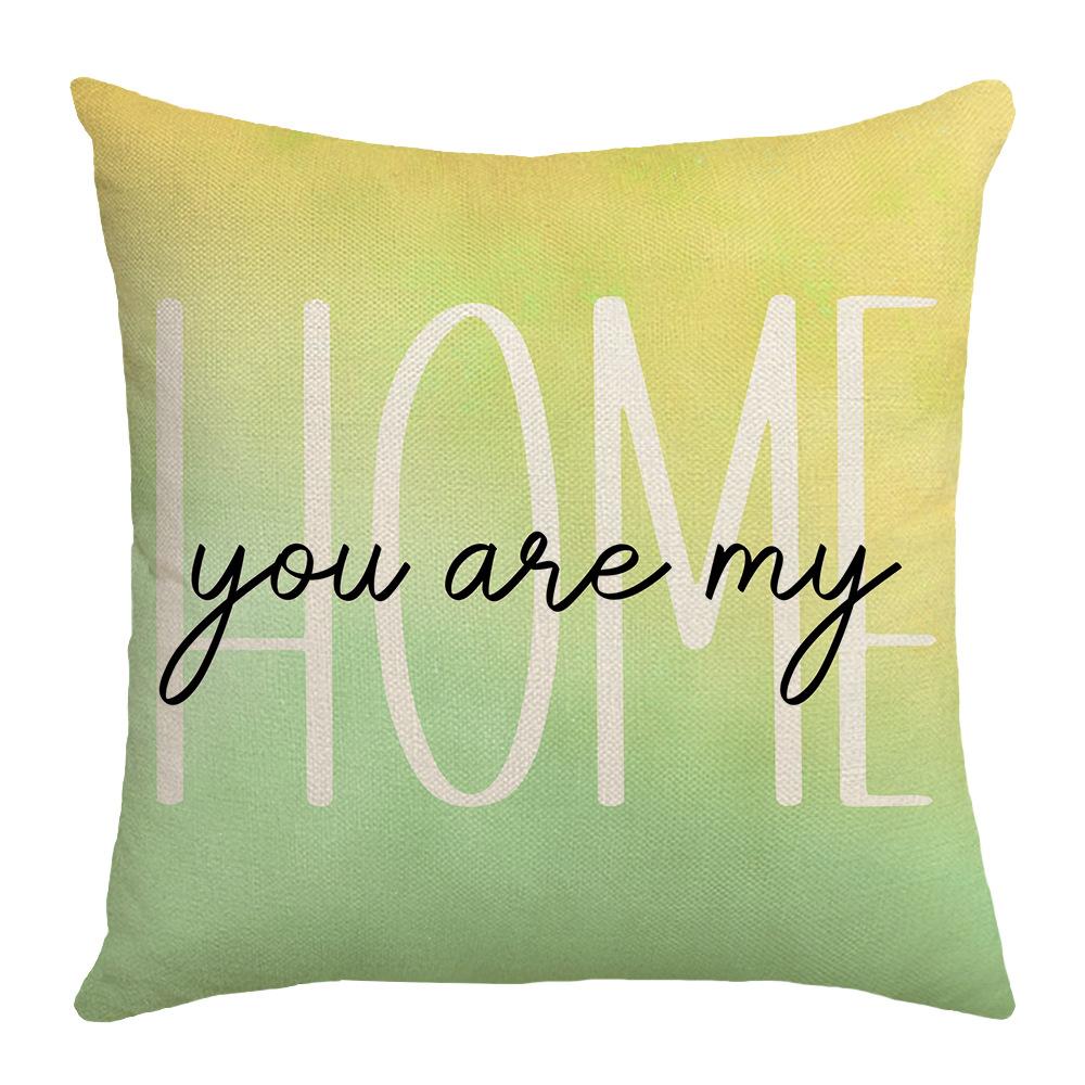 New Summer Throw Pillow Cover with Floral Letter Print Linen Throw Pillow Decoration Sofa Back Throw Pillow Cover