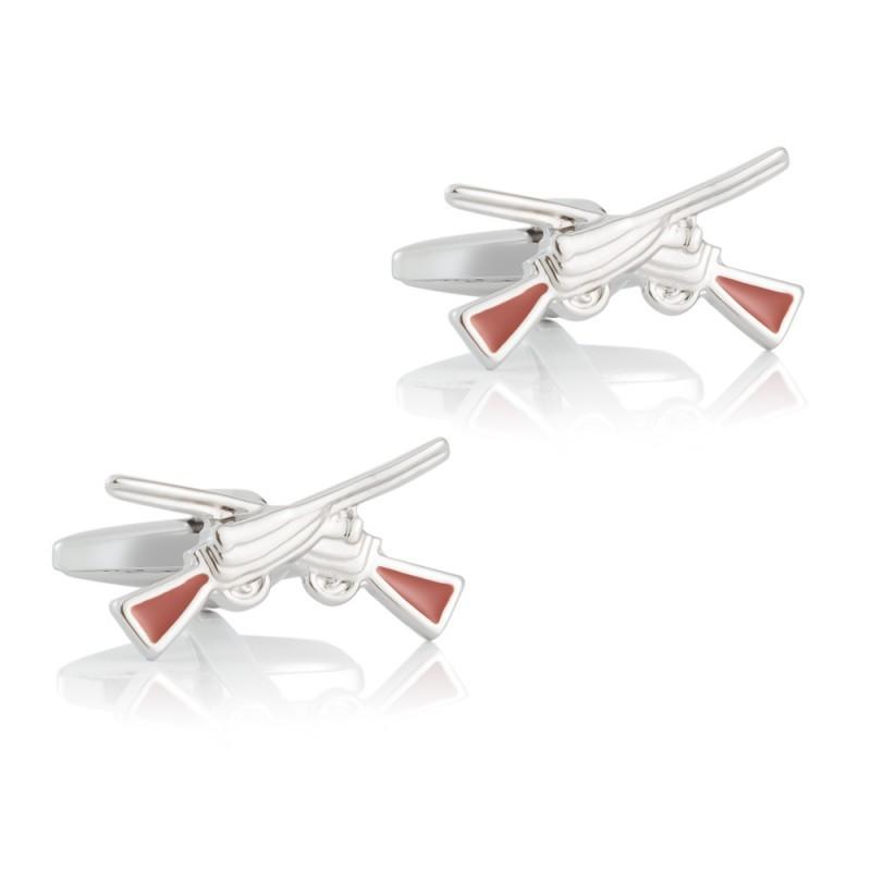 High End Electroplated Silver Double Gun Shaped Metal Cufflinks Men s French all-natural