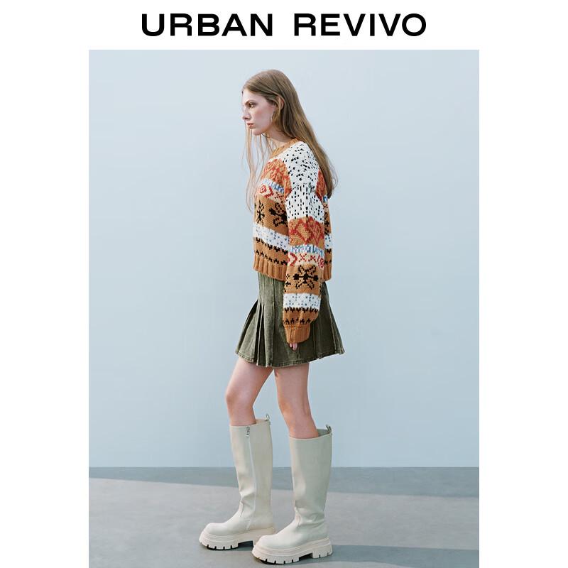 UR 2025 Spring Women's Retro Fair Isle Knit Sweater