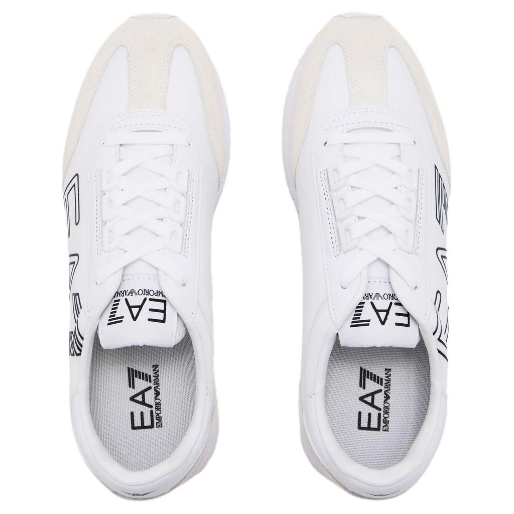 Emporio Armani EA7 PU Polyester Leather Nylon Round Toe Lace-Up Flat Low-Top Casual Shoes Unisex Sneakers White X8X101XK257U426