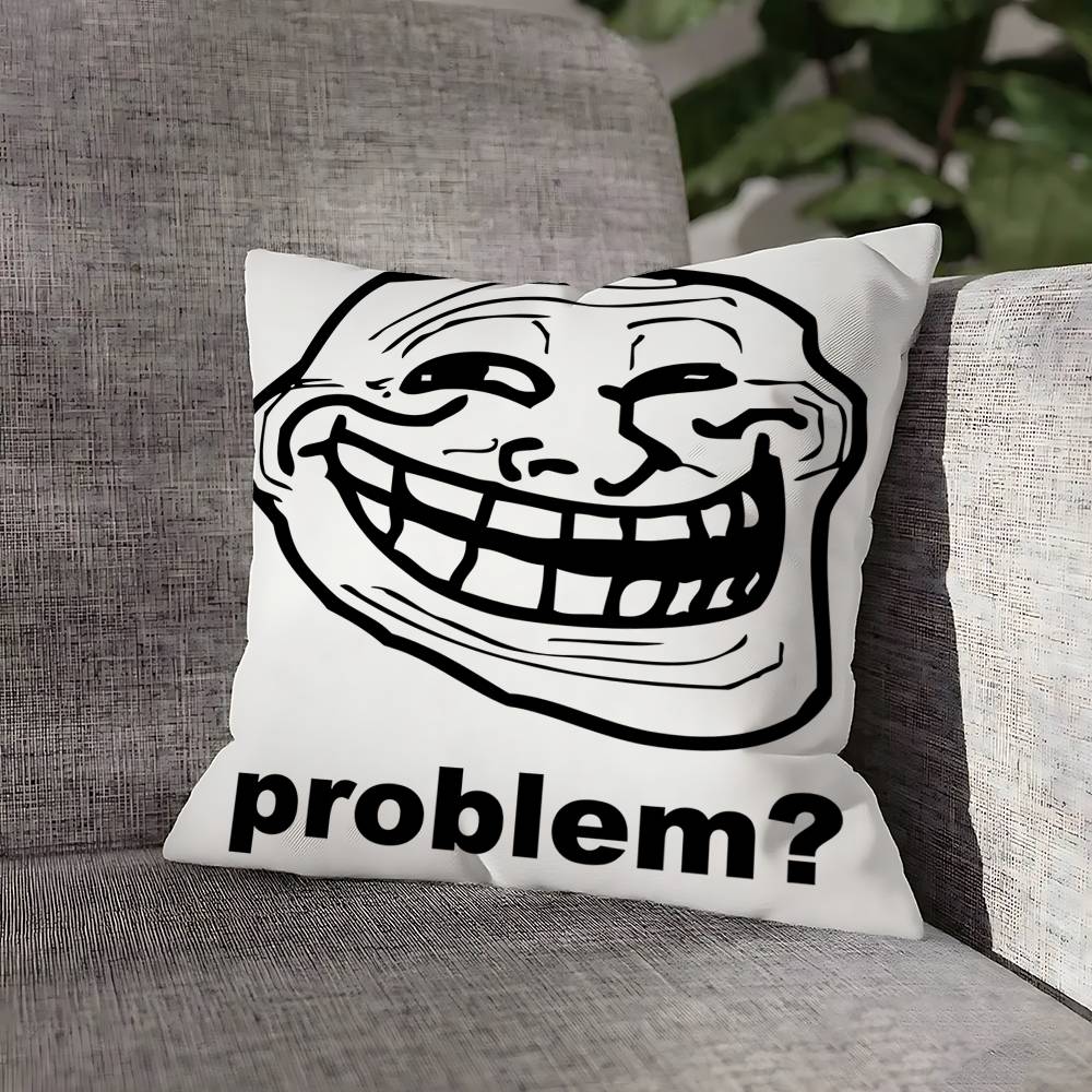 T-Trollface Throw Pillow Case For 45cm 40cm 55cm 50cm 30cm Square Car Pillowcase Shell