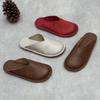 Handmade Genuine Leather Flat Slippers Round Toe Outdoor Soft Cowhide Women's Slip-on Shoes