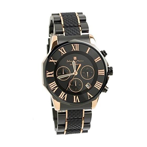 

[Salvatore Mara] Дивитися Chronograph Water Resistant to 10 ATM Business Formal Italian Brand Limited Model Men s SM15104 (Чорне x Рожеве золото) [Паралельно