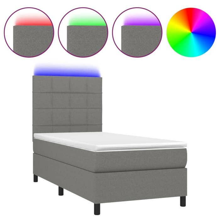 VidaXL Sommier à Lattes de Lit avec Matelas et LED, Lit Rembourré, Lit Simple, Lit Adulte de Chambre à Coucher Intérieur, 3134838