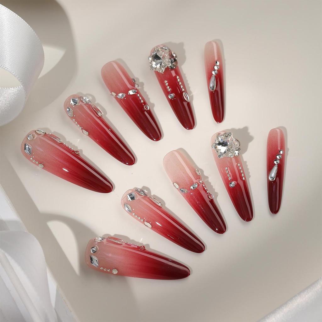 Zhuoshimei Handmade Luxe Autumn/Winter Light Luxury Nail Patches - Gentle Whitening Medium-Length Nails