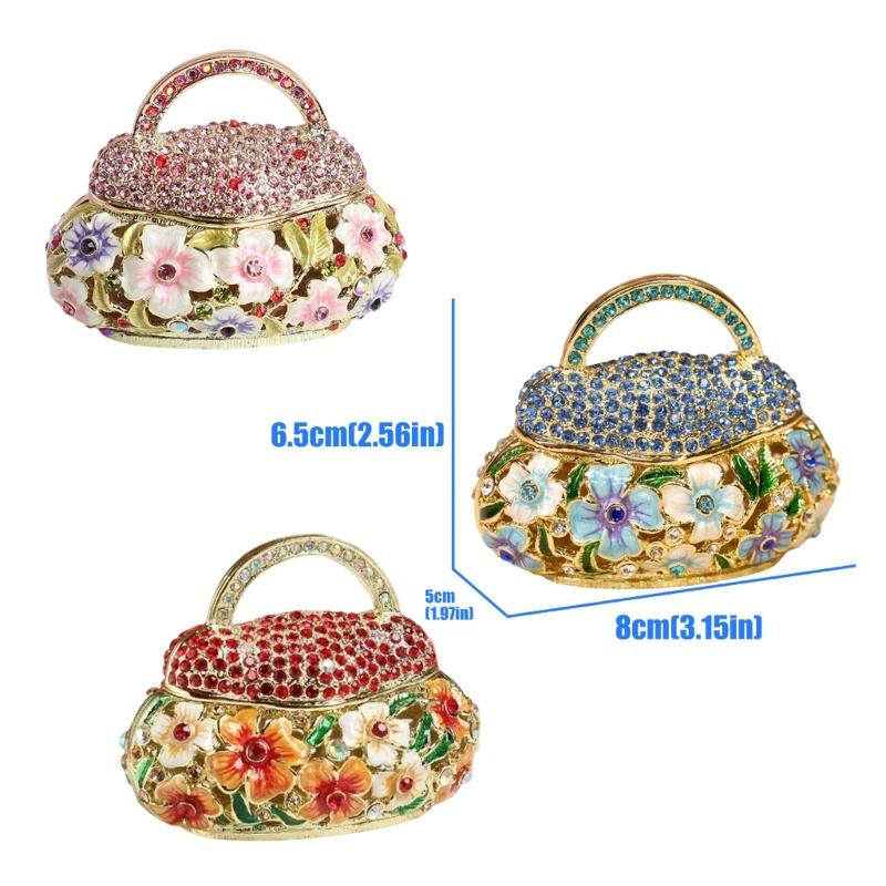 Elegant Alloy Enamel Flower Basket Decorative Jewelry Box With Traditional Craftsmanship