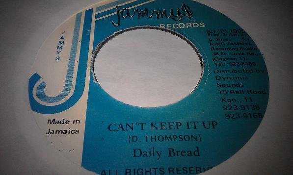 

7inch Record DAILY BREAD Cant Keep It Up NONE Jammys Records 1995 Jamaica Reggae Ska Dub Used