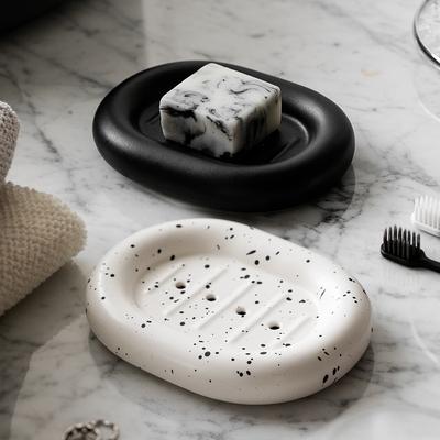 Ins Style Ceramic Soap Box Hotel Bathroom Household High-end Soap Box Bathroom Tray Storage Rack with Drain Bathroom Accessories