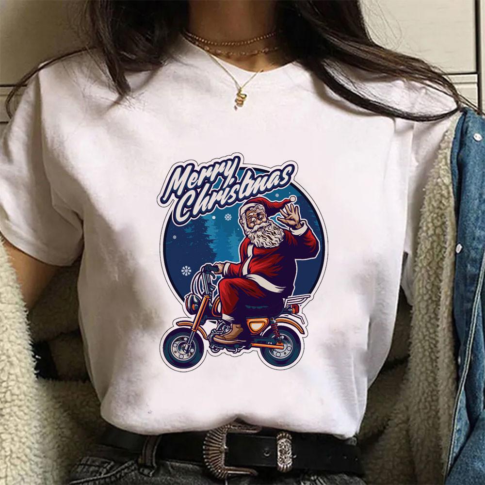 Street Fashion Women Short Sleeve Casual Simple Round Neck Christmas Series Prints Harajuku Graphic T Shirts Women Clothing Tops