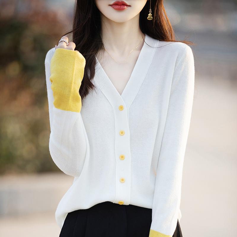 Cardigan da donna leggero 50% lana 50% seta di gelso - Maglieria versatile per 4 stagioni per comfort e stile tutto l'anno