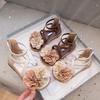 New Summer Girls' Sandals - Korean Style Floral Roman Princess Sandals, Versatile Beach Shoes for Little Girls