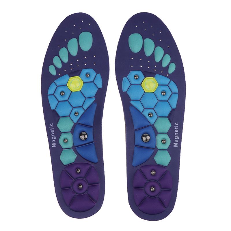 

1 пара обрезаемых магнитотерапевтических стелек для акупрессуры стоп для унисекс, магнитный массаж, спортивные амортизирующие стельки-вкладыши S синий