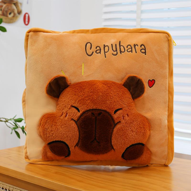 3D Pop-up Capybara Blanket & Pillow: Multi-functional Plush Sofa Throw for Office or Home