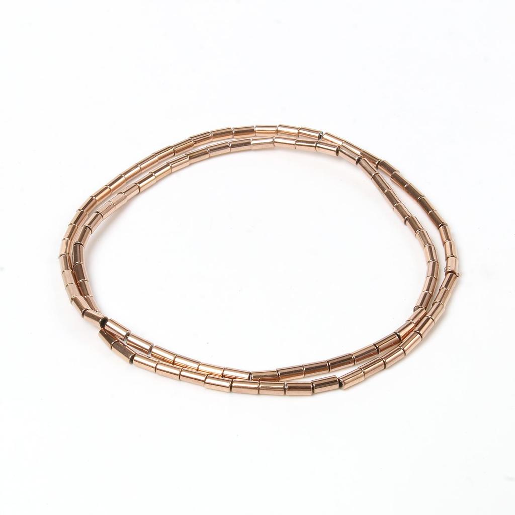 Handgefertigte Bastelfarbe, rosévergoldete Hämatitperlen, natürliche Rondelle-Perlen für Schmuckherstellung, DIY-Charms, Armband-Zubehör, 38,1 cm