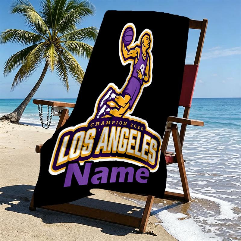 Custom Name Personalized basketball team Print Beach Towel, for Trip Camping Beach Party Home Decor, Birthday Gift for Family & Friends