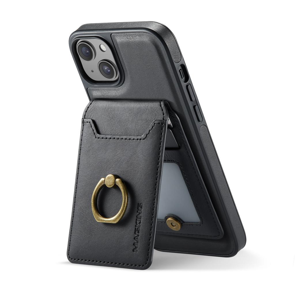 MAGKING K1 Series For iPhone 14 Magnetic Case PC+TPU+PU Phone Cover with Card Holder