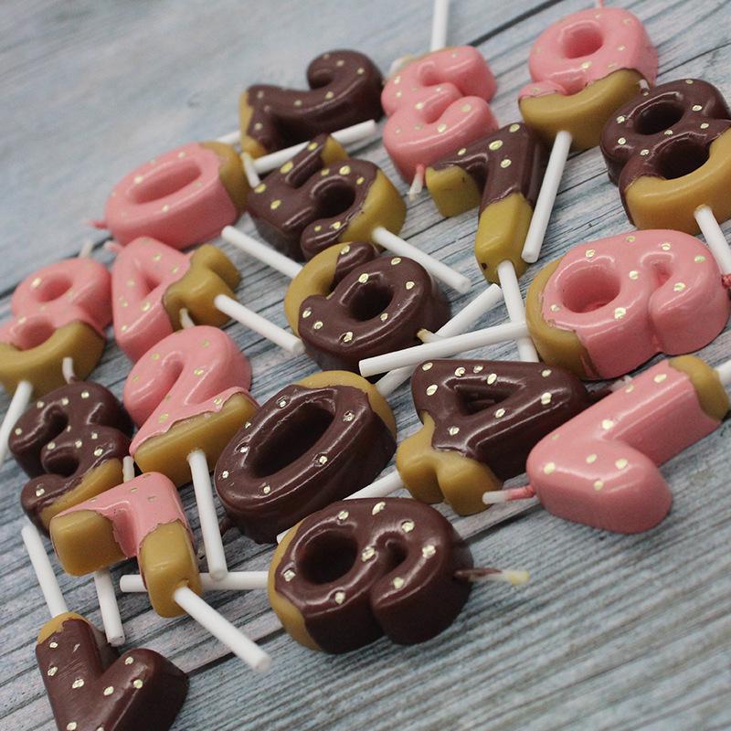 New Chocolate Biscuit Number 0-9 Candle Creative Baby 100-day Party Cute Number Candle