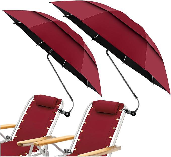 23-inch Breathable Double-Layer Beach Chair with 360° Adjustable Sun Umbrella