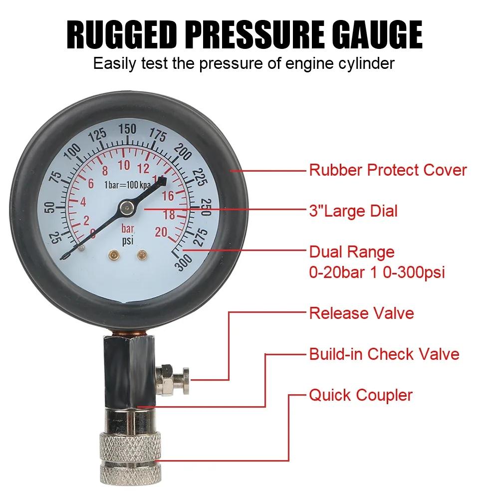 Multi-function Household Auto Cylinder Pressure Gauge Motorcycle Repair Inspection Tool Gasoline Engine Compression Tester Sets