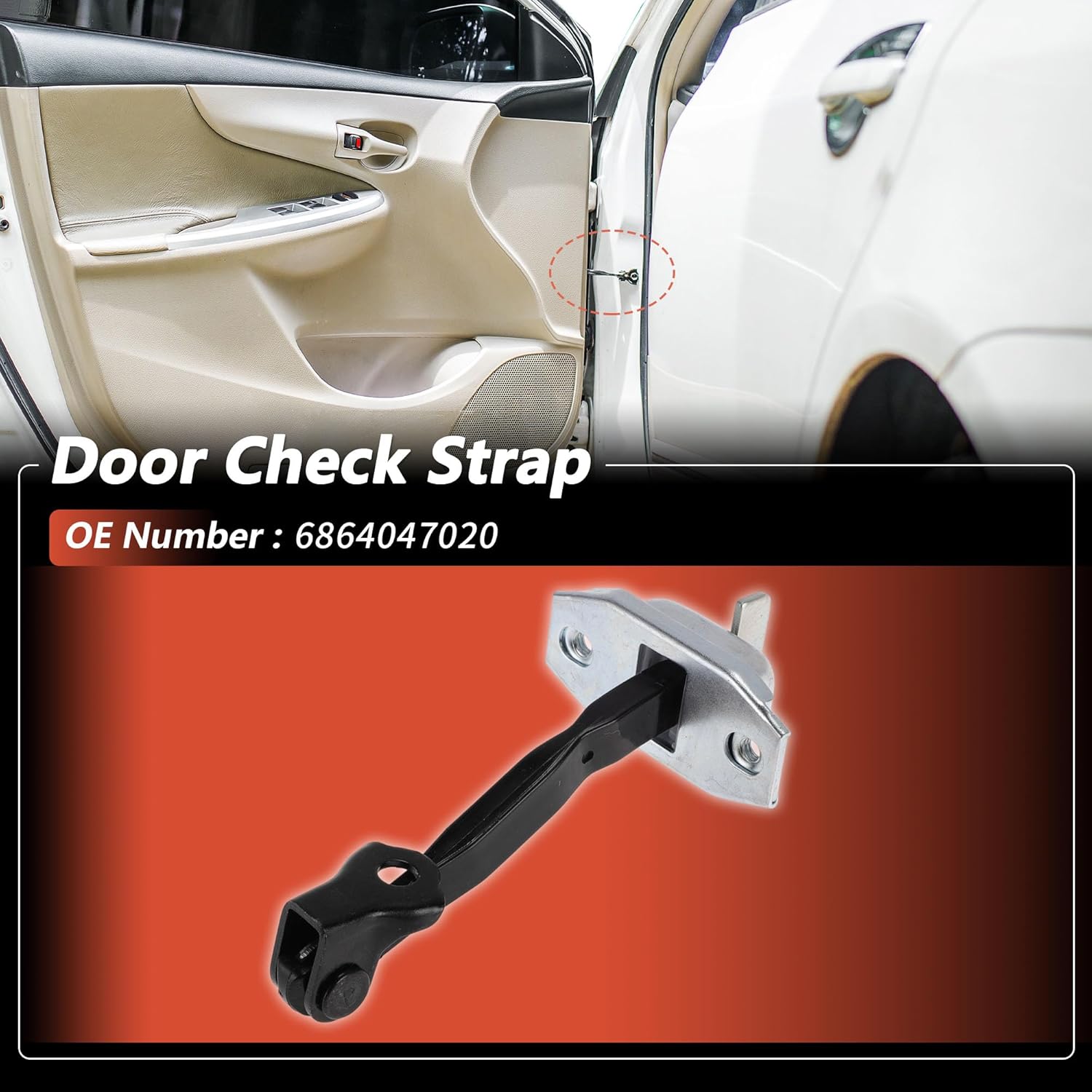 

No.6864047020 Left Rear Door Door Check Strap for Toyota Corolla 2002-2013 for Toyota MatrixX 2002-2008 Door Hinge Stop Stopper Limiter 1 Pcs