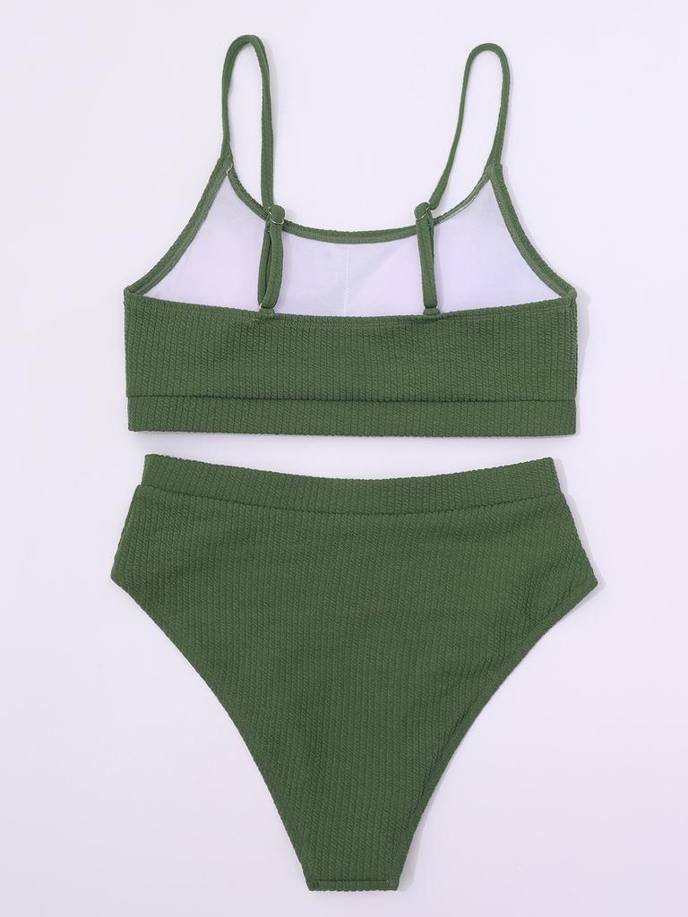 2023 new spiral pit strip U-shaped high-waisted bikini sexy swimsuit woman swimsuit