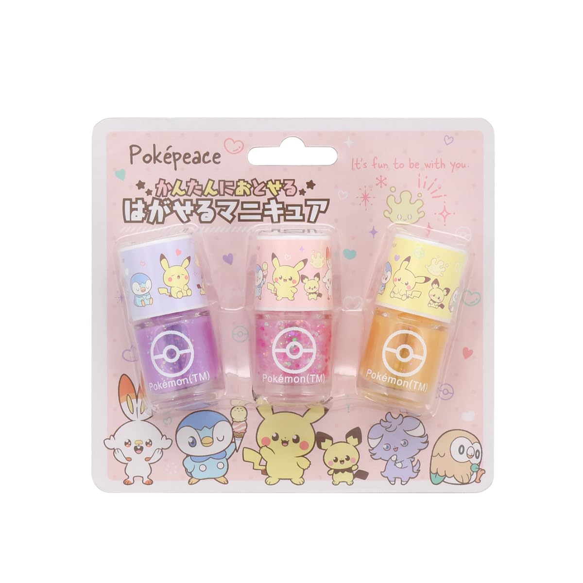 Shobido Keshido Pocket Monster Poke Peace Peelable Nail Polish 3-Piece Set Pokemon