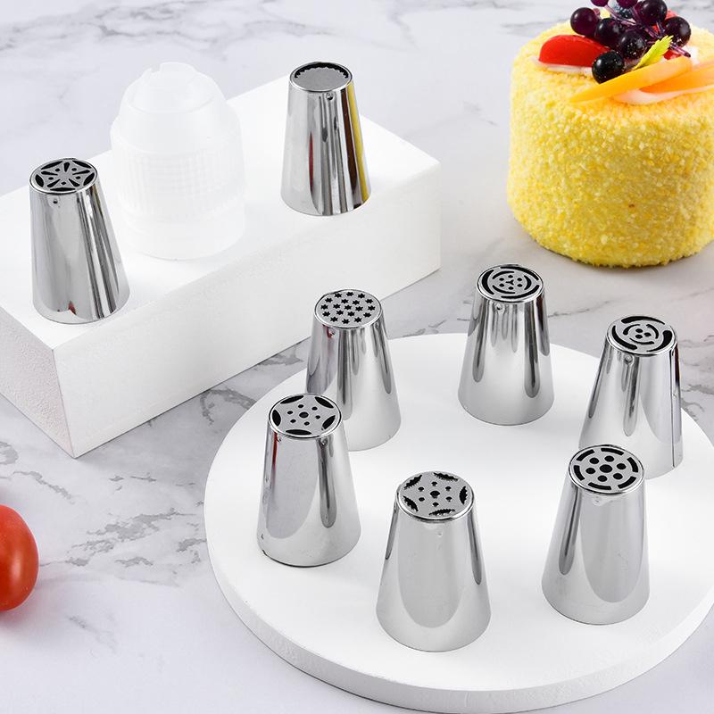 Large Pastry Tips Set Russian Baking Nozzles Cookie Decorating Tools with Rose Head And Mouth for Cake Decoration