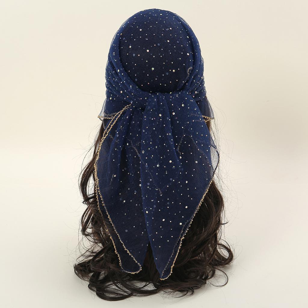 Fashion Hot Diamond Hijab Full Sky Star Square Scarf Headwraps Thin Veil Bandana Headband Foulard Female Headscarf Turban