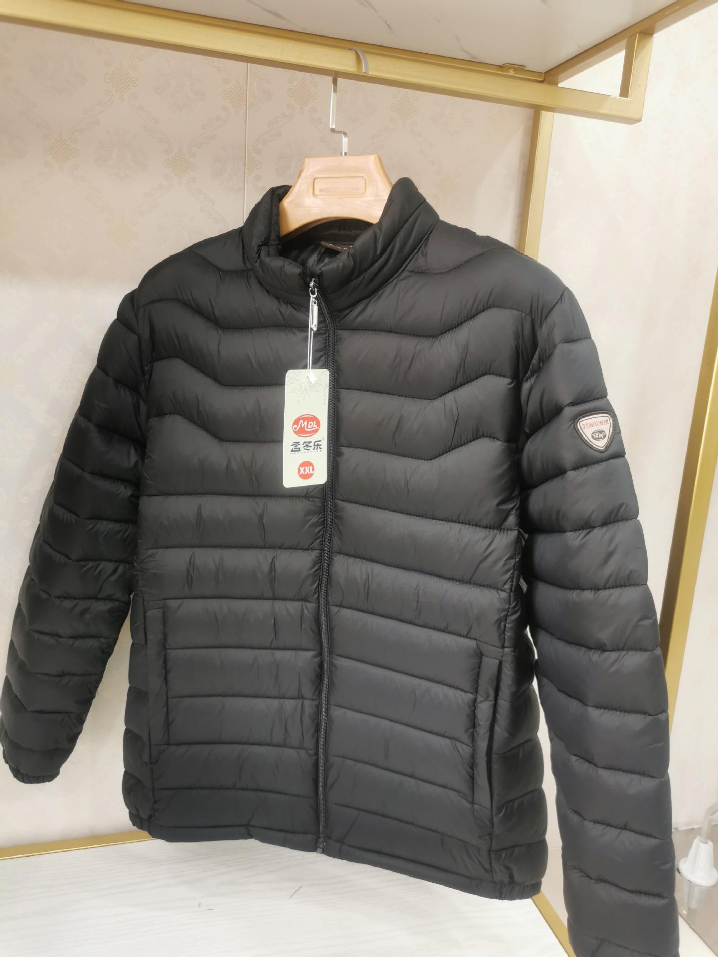 

Мужская повседневная хлопковая куртка короткая легкая удобная для переноски зимнее теплое пальто XL (recommended about 95-52.5 kg) чёрный