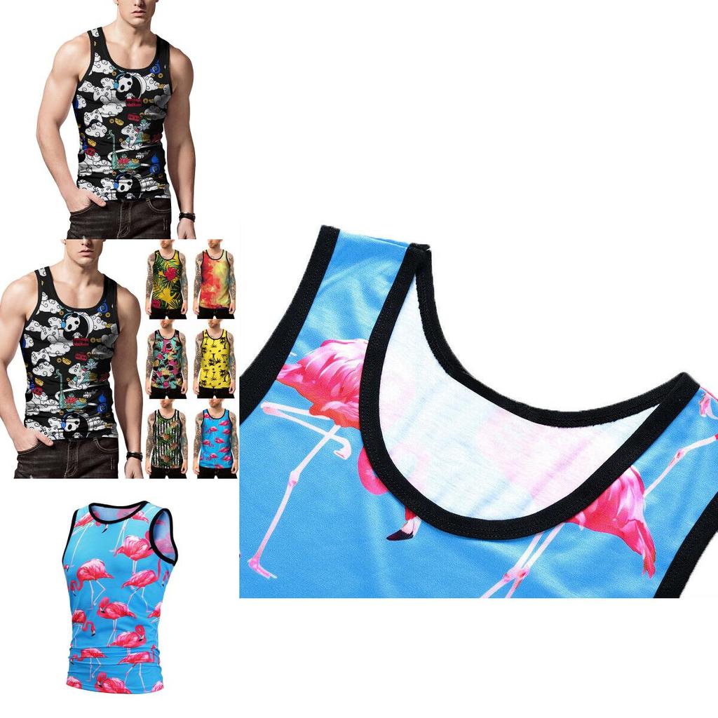 Mens 3d Printed Tank Top With Premium Quality Polyester For Summer Gym Fitness