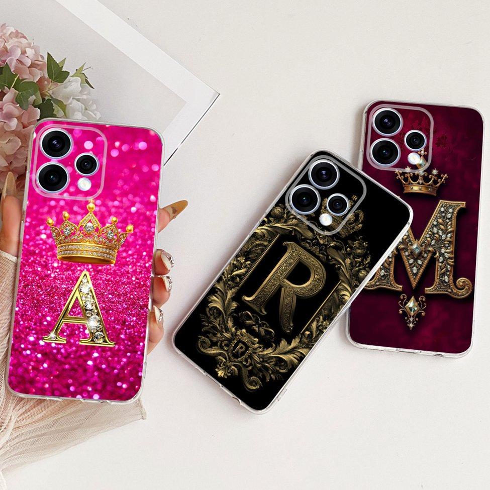 Clear Case For Oppo Reno15 5G Cover Luxury A-Z Letters Fashion Boys Girls Cool Crown Soft Casing For Oppo Reno15 CPH2825