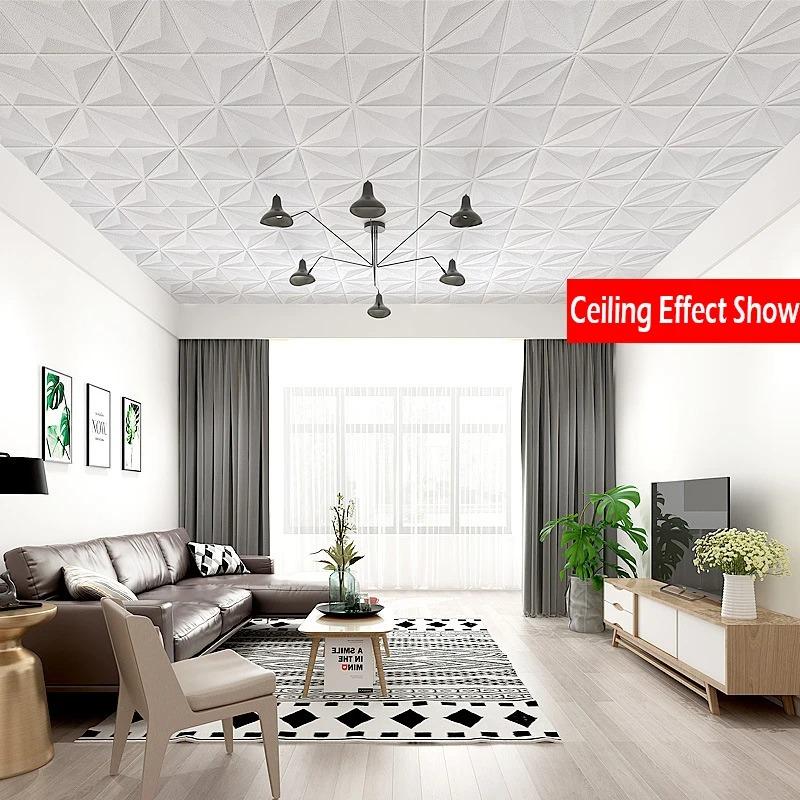 35*35cm 3d Self-adhesive Wall Stickers Ceiling Background Foam Waterproof Anti-collision Wallpaper Room Decor Warm Decoration