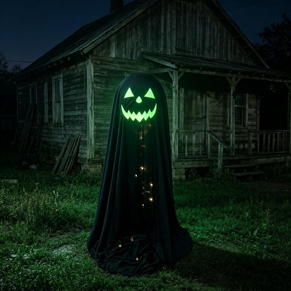 Adjustable Halloween Standing Ghost Decor Glowing Scary Ghost Figure Porch Yard Decor