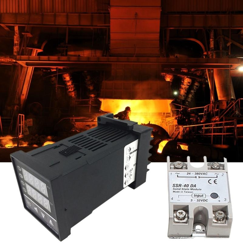 Digital PID Temperature Controller REX-C100 PID Thermostat Temperature Controller Digital 40DA SSR Relays K Thermocouple