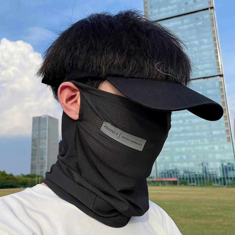 Summer Ice Silk Sunscreen Mask For Men Women Outdoor Cycling Face Cover Solid Color Neck Wrap Uv Protection Ear Bandana Scarf