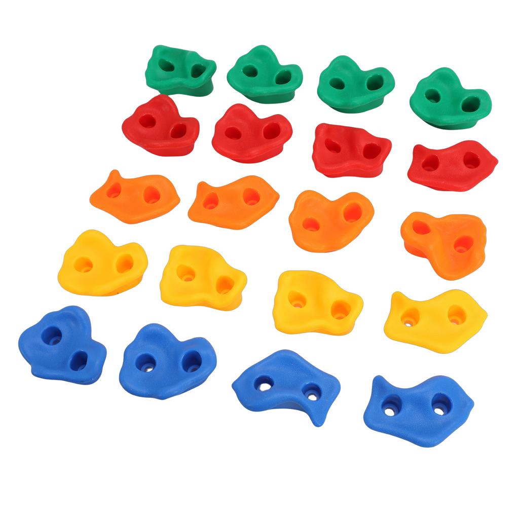 20PCS Rock Climbing Holds for Kids PE Multi Colored Climbing Rock Wall Grips with Mounting Hardware for Indoor Outdoor