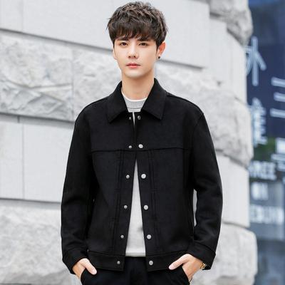 Suede Jacket Men's Spring and Autumn Lapel Jacket Korean Version Casual Loose Tooling Ruffian Handsome Retro Top
