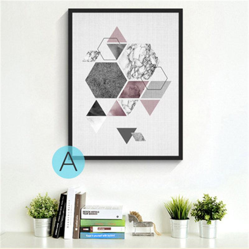 Modern Geometric Triangles Mountain Canvas Painting Minimalist Diamond Shape Art Poster Living Room Decor Wall Picture