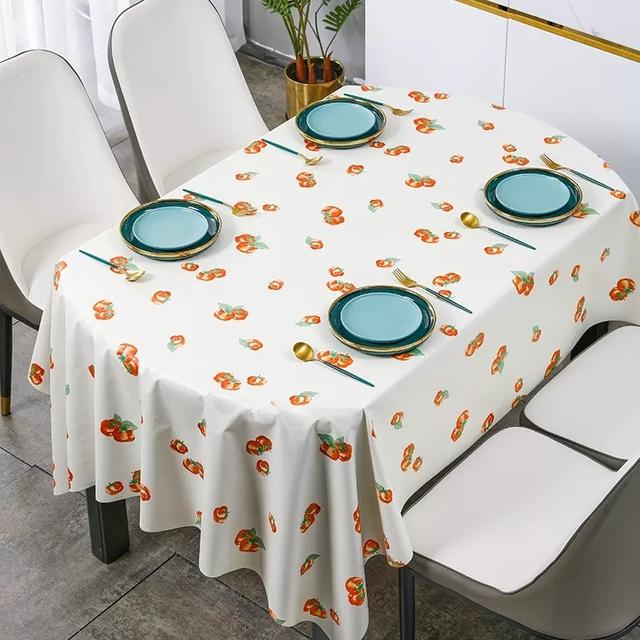 Fresh Flower Oval Pvc Table Cloths Plant Geometric Waterproof Oil -Proof Easy To Clean Coffee Dinning Tablecloth Decor